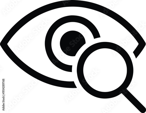 Detailed verification eye magnifying glass inspection icon