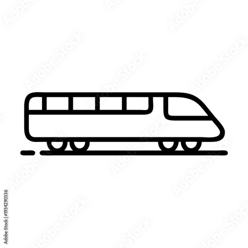 Modern high speed train transportation public travel commuter rail line railway vector icon illustration