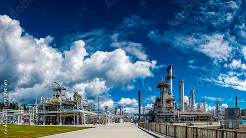 An industrial plant with visible gas and oil pipes