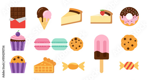 Assorted colorful desserts collection illustration