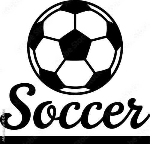 Soccer ball with cursive text and underline