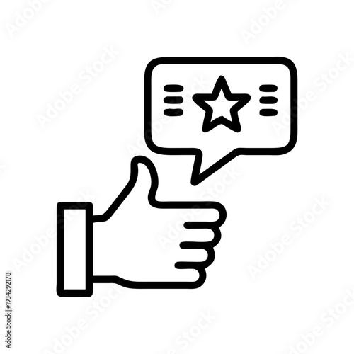 Thumbs up feedback star rating review customer satisfaction positive experience like icon vector