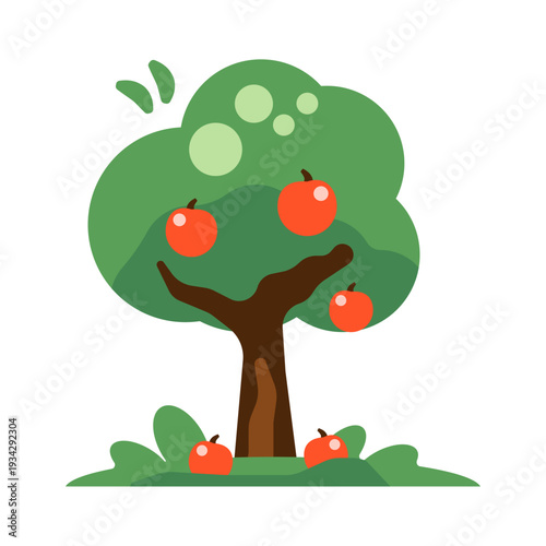 Apple Tree represents growth, health, and harvest season. Suitable for education, farming concepts, organic branding, autumn themes, and fruit market visuals.