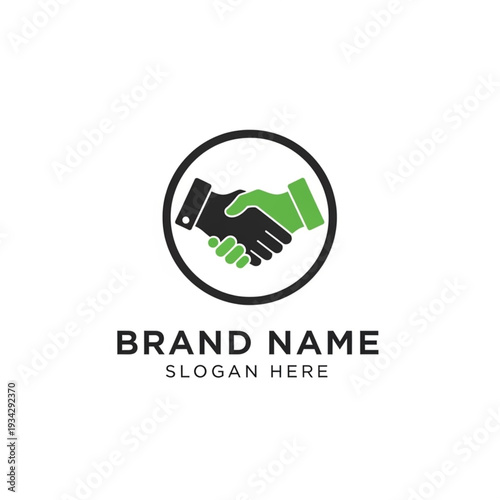 Handshake Logo Template for Business Partnership and Collaboration.