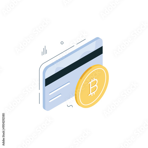 Digital Credit Card Featuring Bitcoin Symbol for Crypto Payments.