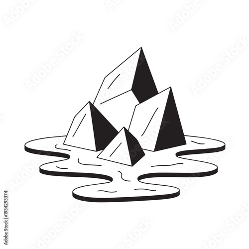 Melting icebergs vector illustration global warming climate change environmental crisis disaster natural danger threat future earth problem