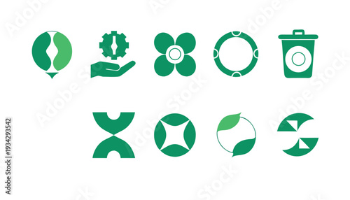 Green eco friendly icons forming the word xoxor