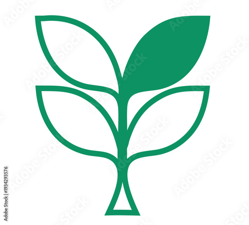 Green plant logo with three leaves