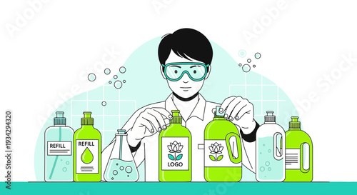 Scientist Creating Eco-Friendly Cleaning Products in Lab