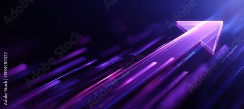 Arrow growth up concept on purple color theme. Generative AI technology.	
