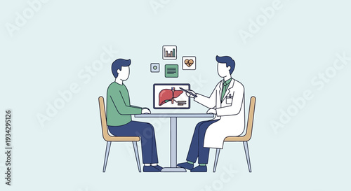 Doctor Explains Liver Health to Patient with Medical Infographics