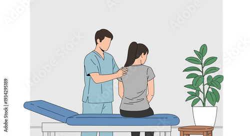 Physical Therapist Adjusting Patient's Spine with Care in Medical Office