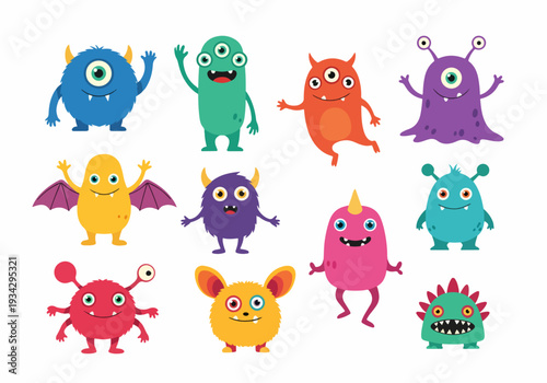 Adorable monster collection with friendly smiles ideal for children artwork