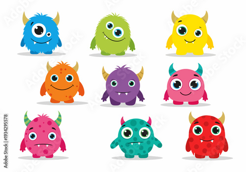 Funny fluffy blue horned monster enjoying spotlight on bold yellow cartoon stage.