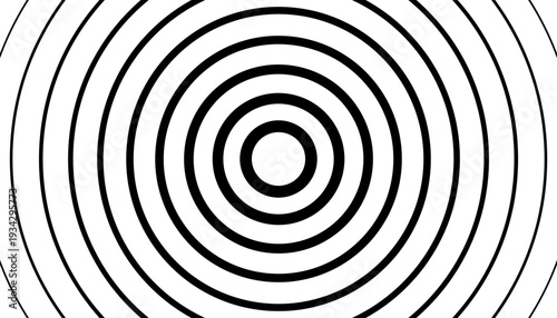 Hypnotic halftone optical illusion wallpaper featuring concentric black circular lines. A striking geometric pattern that adds depth and movement to posters, web headers, and minimalist art designs.