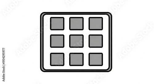 Grid of nine squares in a rounded rectangle.