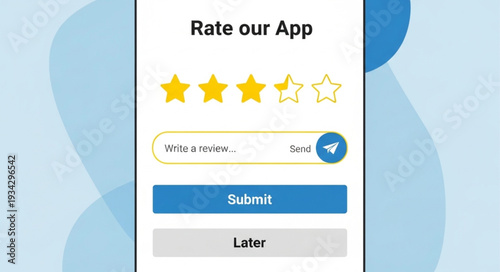User interface for rating an application with stars and a submit button.
