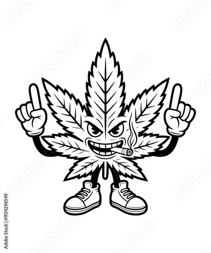  Cool Marijuana Leaf Character Smoking Joint Vector
