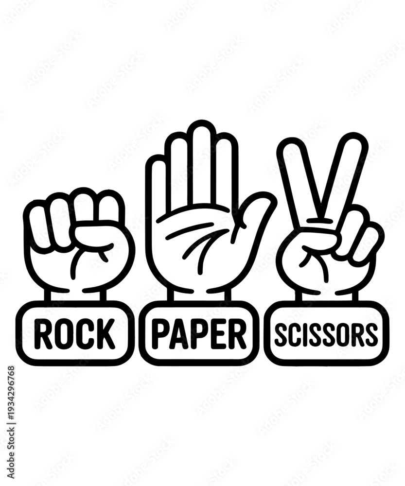 Fototapeta premium Rock Paper Scissors Game Hand Gestures Vector Illustration
