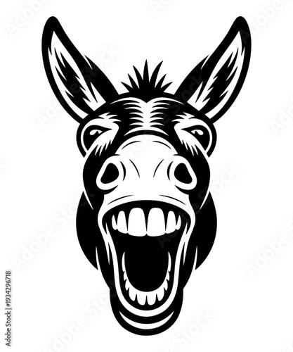 Funny Laughing Donkey Head Vector Illustration