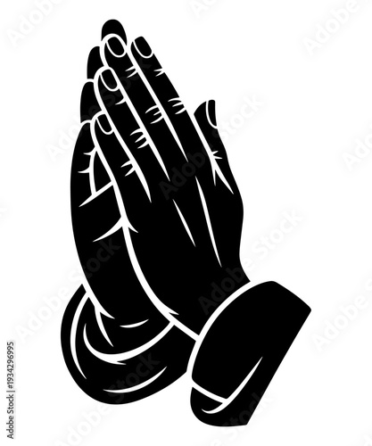 Praying Hands Silhouette Vector Illustration