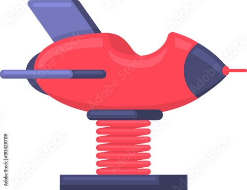 Playing on a colorful rocket spring rider toy