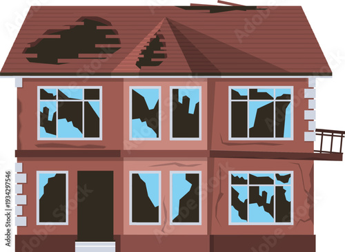Abandoned house showing damage and destruction