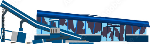 Building collapsing showing structural damage and disaster aftermath