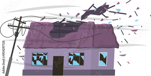 House sustaining severe damage from powerful storm disaster