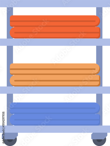 Laundry service cart holding fresh folded towels