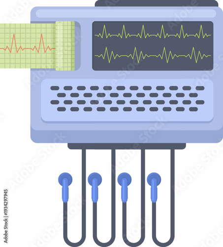 Electrocardiogram monitor displaying heart rhythm and vital signs