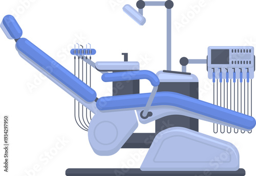 Dental chair with modern equipment for oral treatment