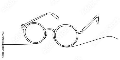 Minimalist one line art illustration of round spectacles