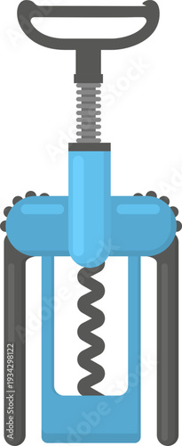 Lever corkscrew opening wine bottle illustration design