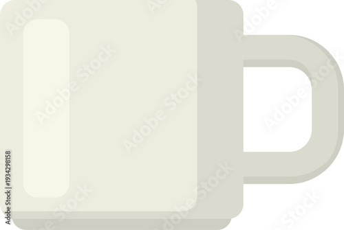 White ceramic coffee cup flat vector illustration