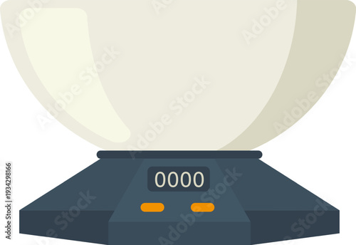 Digital kitchen scale measuring ingredients for cooking