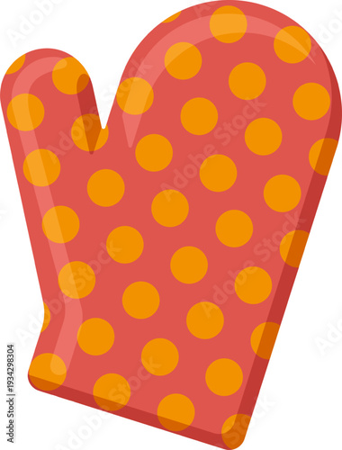 Red oven mitt polka dot preparing food