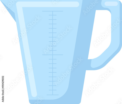 Light blue plastic measuring cup with scale
