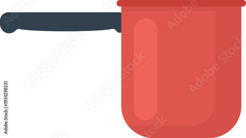 Cooking red saucepan flat vector illustration design