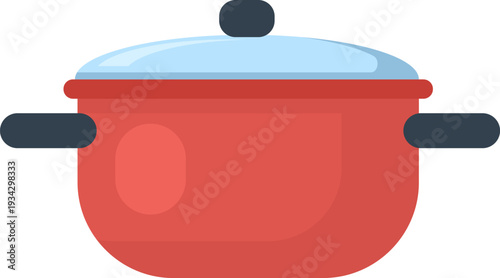 Red cooking pot with lid for cooking food