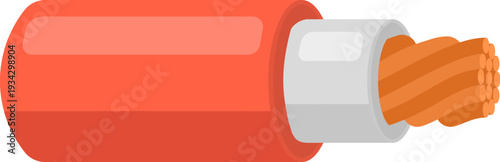 Electrical cable showing copper wires and protective insulation