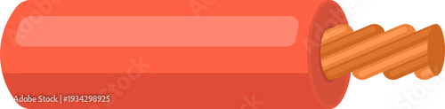 Electrical wire showing copper conductors with red insulation