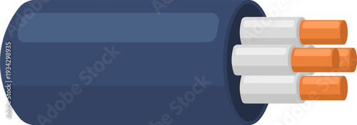 Electrical cable showing multi strand insulated copper wiring