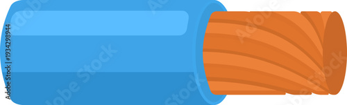 Electrical cable showing exposed copper wiring