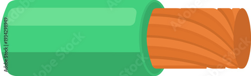 Electrical wire exposing bare copper conductor for power