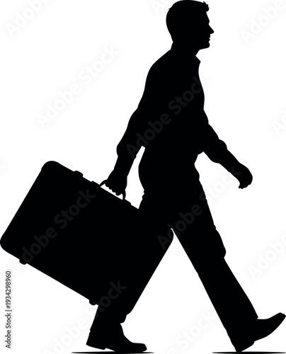 Sports silhouette of a man walking with a briefcase