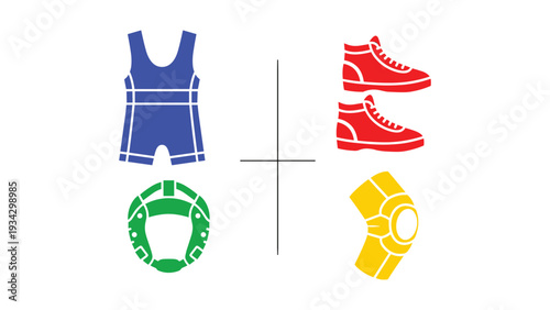Combination of sportswear items and footwear for athletic activities