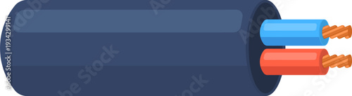 Electrical cable showing wire copper conductor insulation