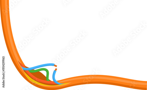 Exposed electrical wires emerging from damaged conduit