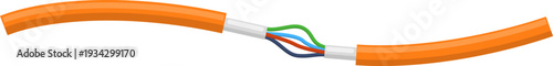 Ethernet network cable with exposed wires showing connectivity